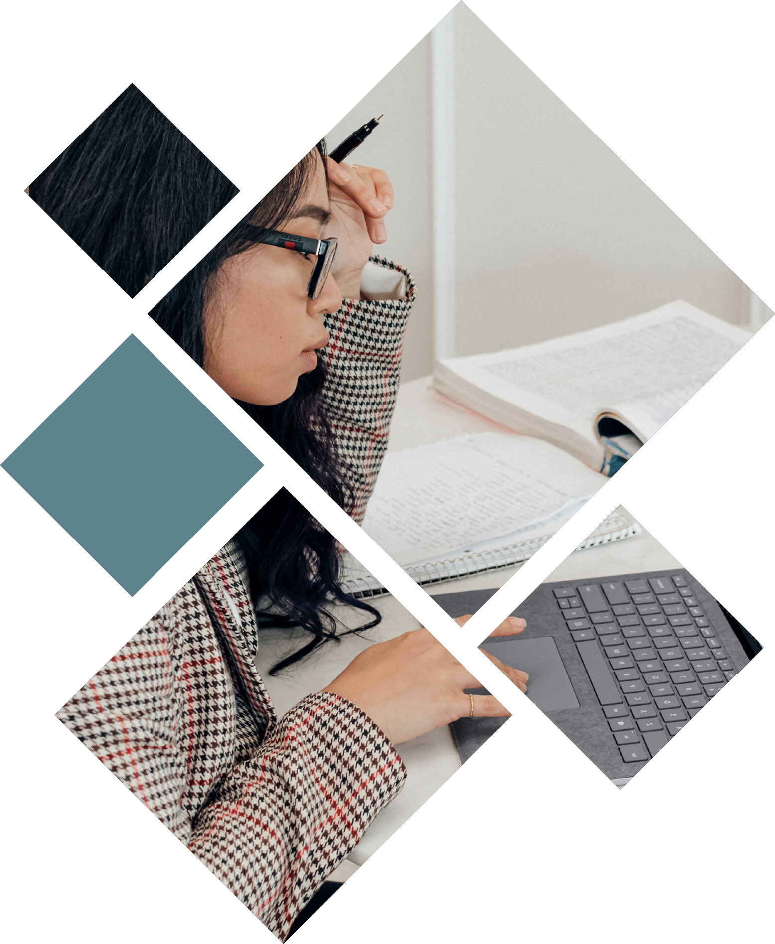 asian woman looking at computer